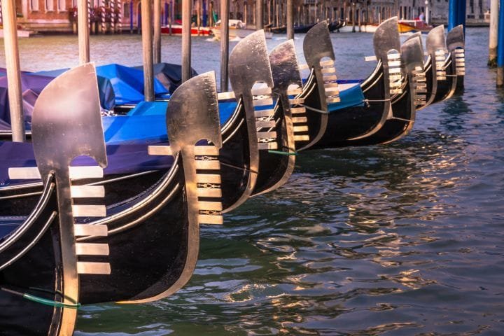 Where to Park in Venice When Arriving by Car, Row of Gondolas