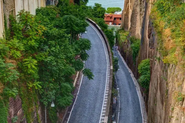 Narrow Street, Amalfi Town, Steep Gorge with Road, Amalfi