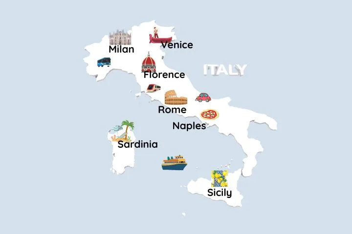 How to Get Around Italy, How to Get Around Italy Map