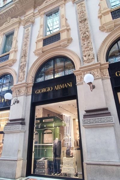 Romantic Milan Itinerary, Armani Boutique in Galleria Vittorio Emanuele II