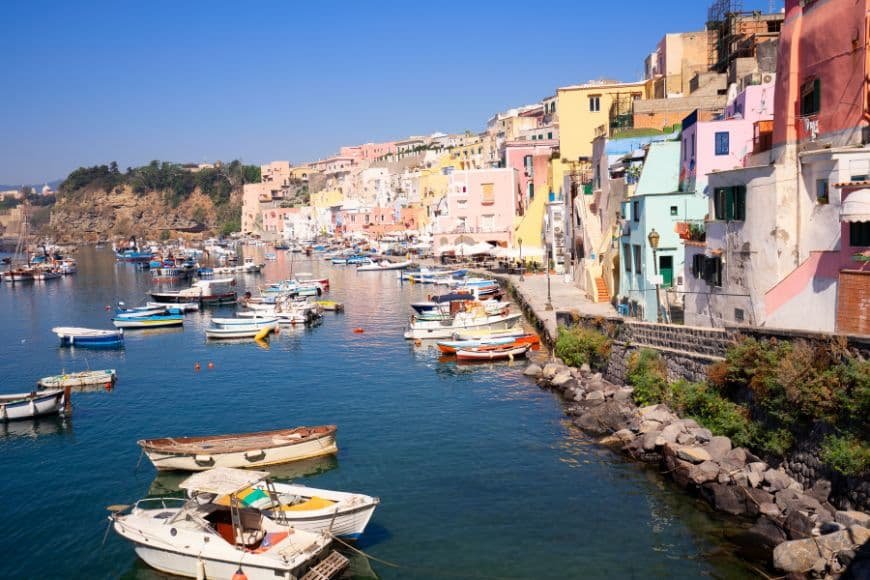 Things to Do in Naples, Procida island colorful harbor houses