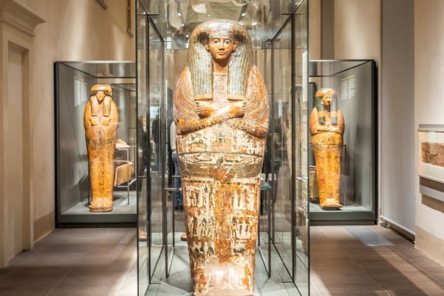 Turin Travel Guide, Ancient Egyptian Coffin displayed at Museo Egizio Turin