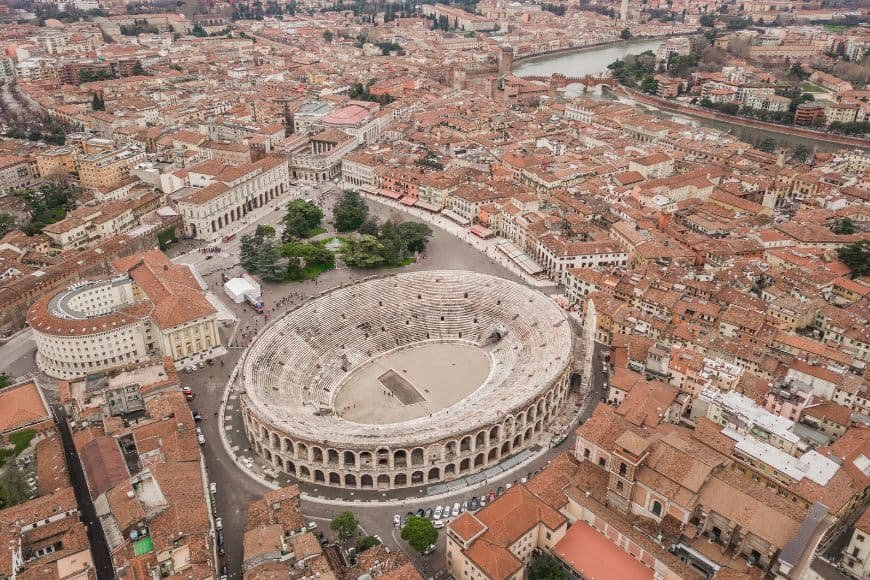 Verona Travel Guide, Arial View of Arena di Verona Roman amphitheater