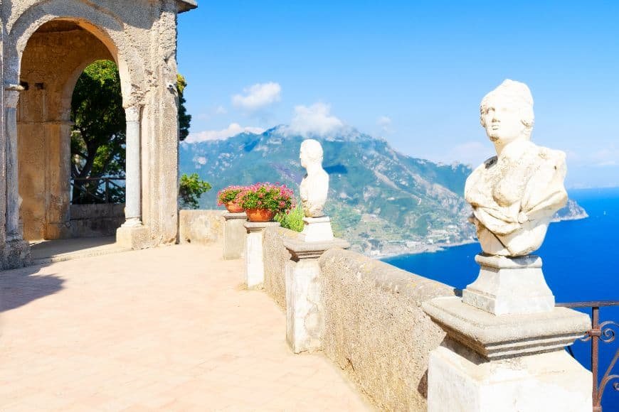 Amalfi Coast Itinerary, Gardens and sea views from Villa Cimbrone in Ravello