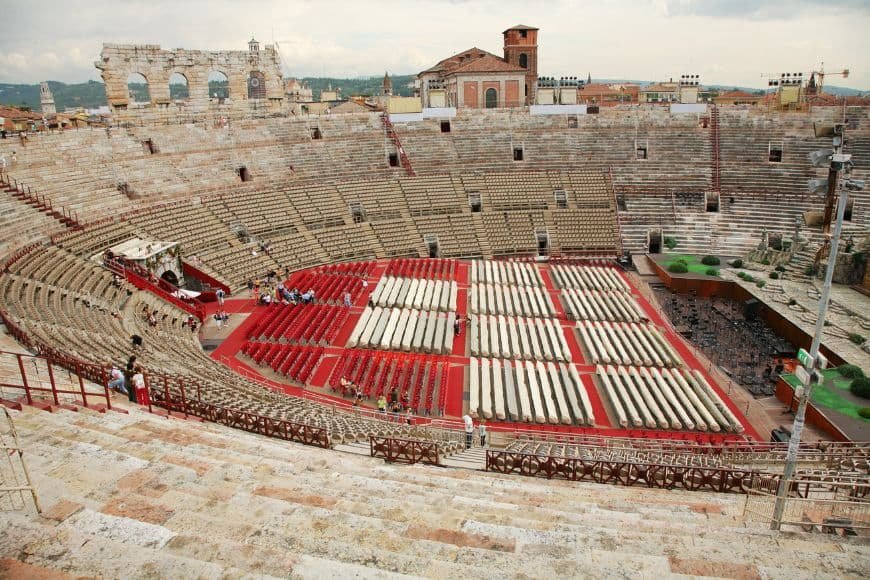 Things to do in Verona, Interior seating inside Arena di Verona amphitheater