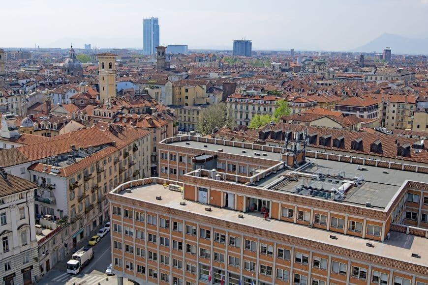 Things to do in Turin, Panoramic elevator view over Turin rooftops