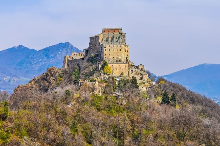 Things to do in Turin, Sacra di San Michele abbey on mountain ridge