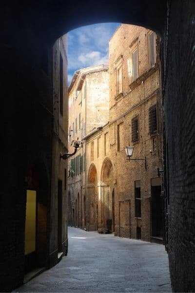 One Day in Siena, Narrow medieval street in Siena historic center