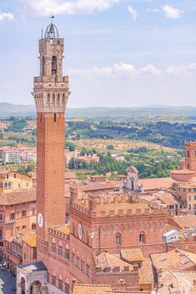 One Day in Siena, Panoramic view of Siena rooftops from the Facciatone viewpoint