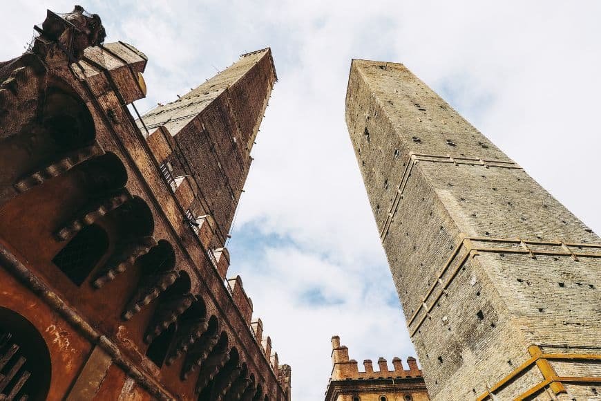 One Day in Bologna, Two Towers of Bologna Asinelli and Garisenda medieval landmarks