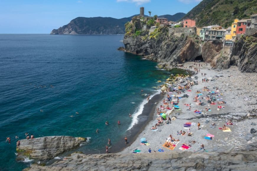 Things to Do in Cinque Terre, small beach beside Vernazza harbor