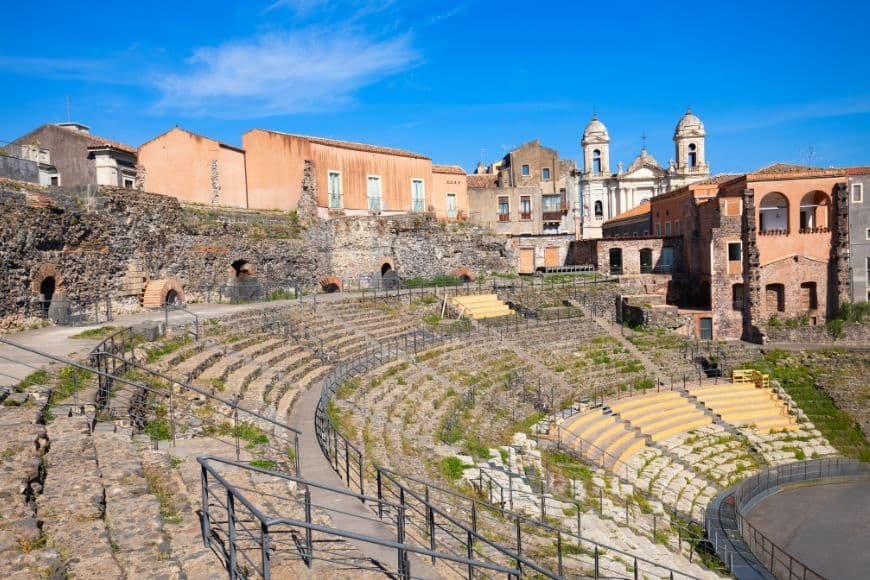 Sicily Travel Guide, Roman Theatre of Catania in Sicily, Italy