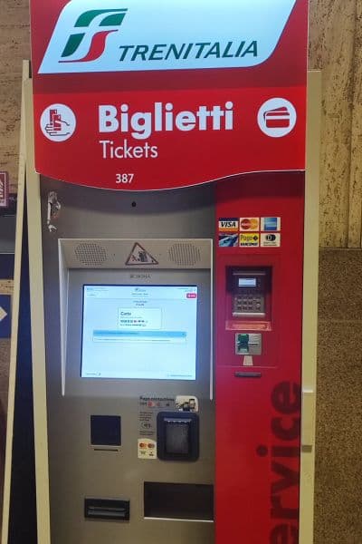 Train Travel in Italy, Trenitalia Ticket Machine At Italian Station