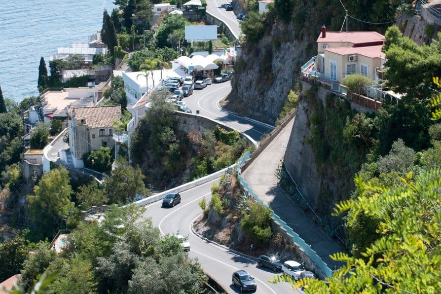 How Many Days in Amalfi Coast, Narrow coastal road on the Amalfi Coast
