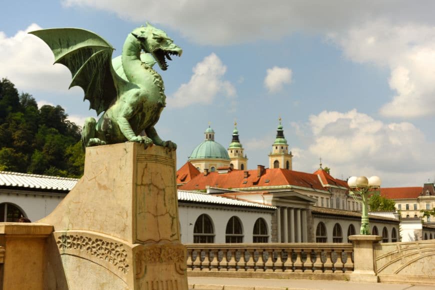 Ljubljana Travel Guide, Dragon statues on the famous Dragon Bridge in Ljubljana