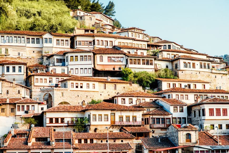 Albania Travel Guide, Historic Ottoman houses in Berat, the City of a Thousand Windows