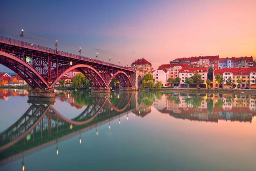Slovenia Itinerary, Old Bridge spanning the Drava River in the heart of Maribor, Slovenia