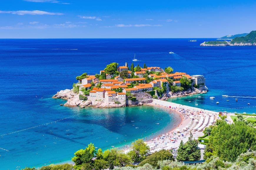 Montenegro Travel Guide, Sveti Stefan island overlooking the Adriatic Sea