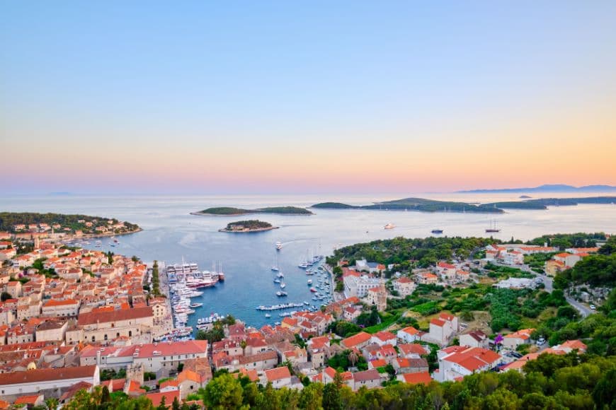 10 Day Croatia Itinerary, Hvar Town harbor overlooking the Adriatic Sea