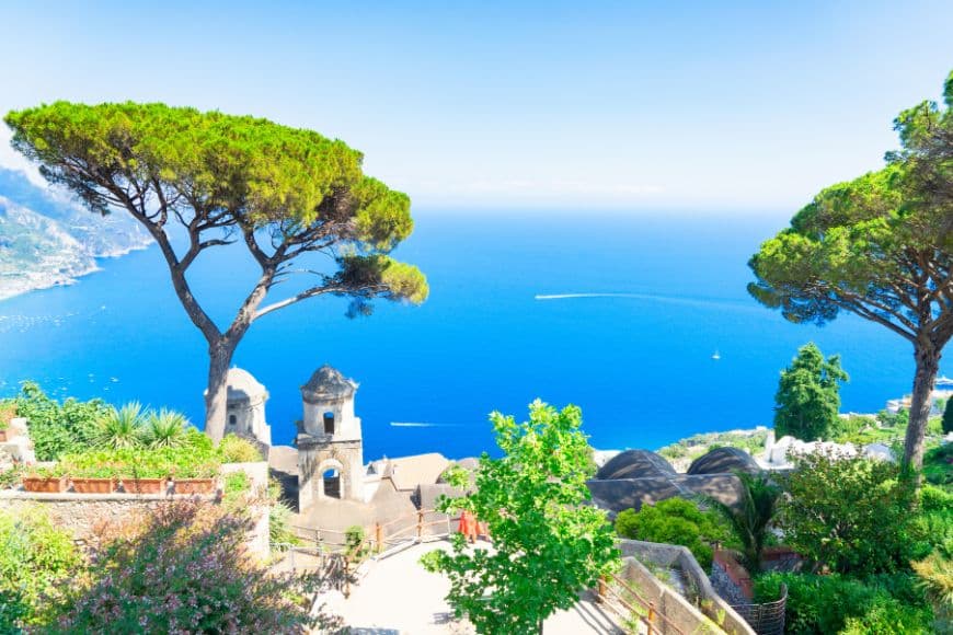 Small Towns in Italy to Visit, Ravello overlooking the Mediterranean Sea on the Amalfi Coast