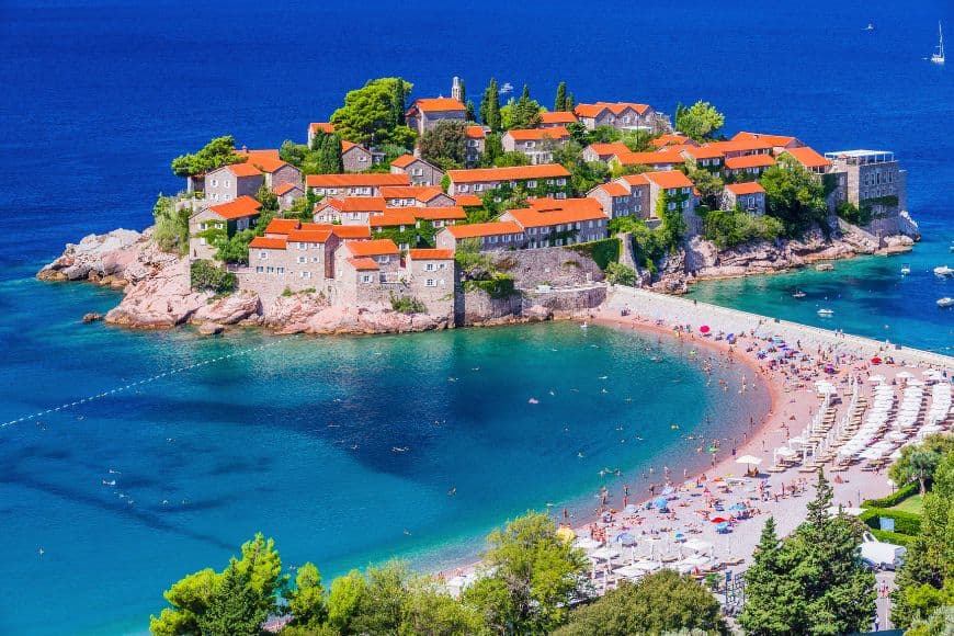 Montenegro Itinerary, Sveti Stefan island and surrounding coastline in Montenegro