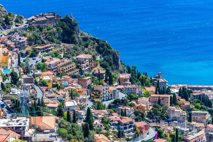 Small Towns in Italy to Visit, Taormina overlooking the Mediterranean coast in eastern Sicily